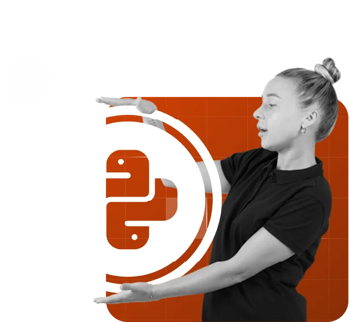Python icon logo represented by a girl