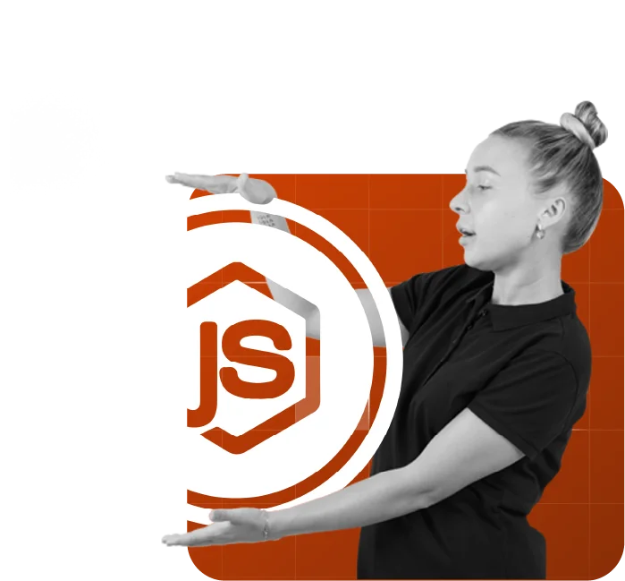Node.js icon logo represented by a girl