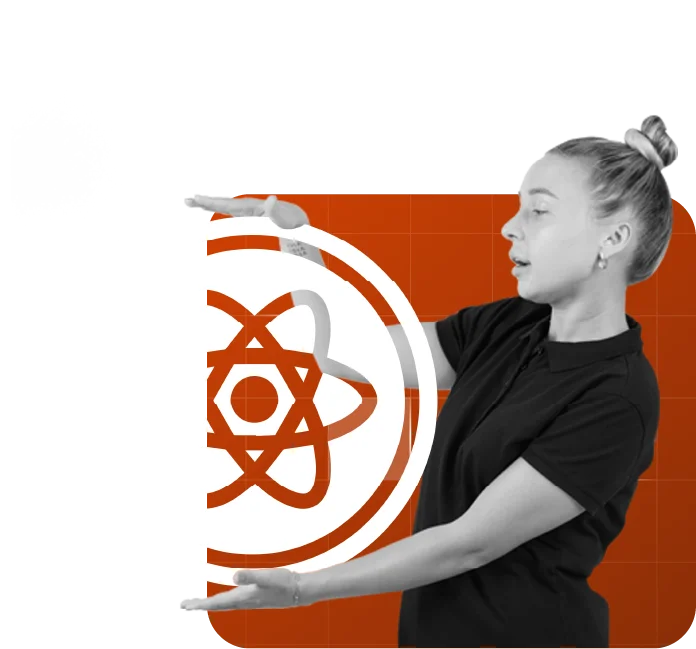 React icon logo represented by a girl