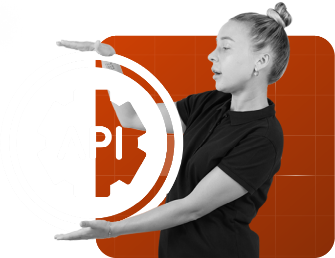 Girl image holding APi icon in her hands
